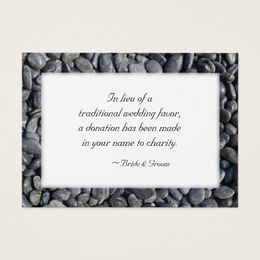 Smooth Black Pebbles Wedding Charity Favor Kaart (Voorkant)