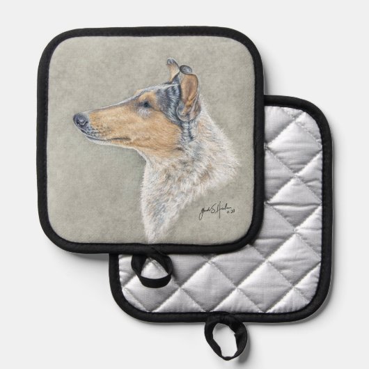 Smooth Blue Merle Collie Pannenlap (Voorkant / Achterkant)