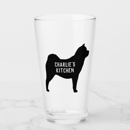 Smooth Chow Silhouette Gepersonaliseerd Hondenras Glas (Voorkant)
