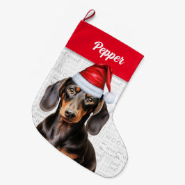 Smooth Christmas teckel Santa met de naam van de h Grote Kerstsok