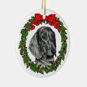 Smooth Coat Dachshund Art van Glenda S. Harlan Keramisch Ornament (Rechts)
