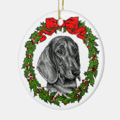 Smooth Coat Dachshund Art van Glenda S. Harlan Keramisch Ornament (Links)