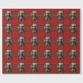 Smooth Coat Dachshund Red Holiday Plaid Christmas Cadeaupapier (Vlak)