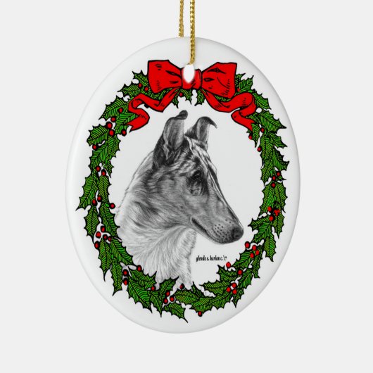 Smooth Collie Art van Glenda S. Harlan Keramisch Ornament (Rechts)