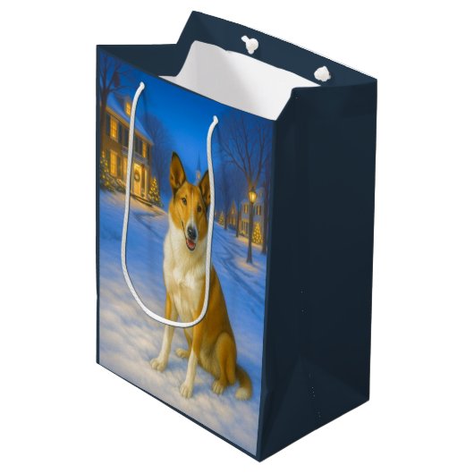 Smooth Collie Holiday  Medium Cadeauzakje (Voorkant Gekanteld)