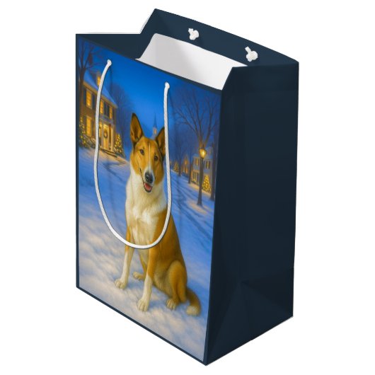 Smooth Collie Holiday  Medium Cadeauzakje (Achterkant Gekanteld)