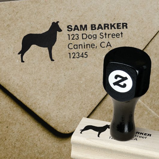 Smooth Collie Hondenras Silhouet retouradres Rubberstempel