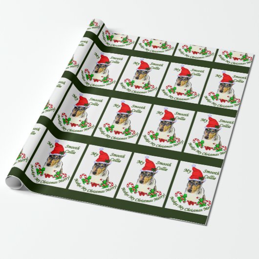 Smooth Collie kerst Cadeaupapier (Uitgerold)