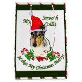 Smooth Collie kerst Medium Cadeauzakje (Achterkant)