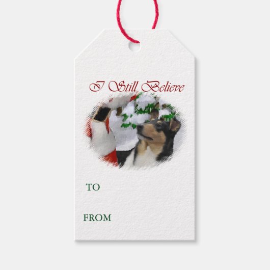 Smooth Collie Kerstmis Cadeaulabel (Voorkant)