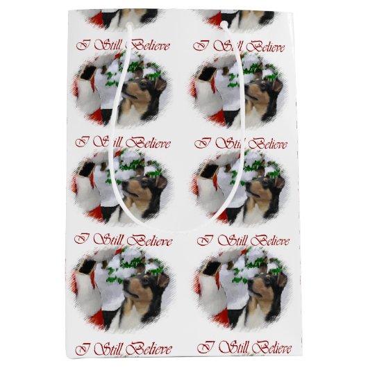 Smooth Collie Kerstmis Medium Cadeauzakje (Voorkant)