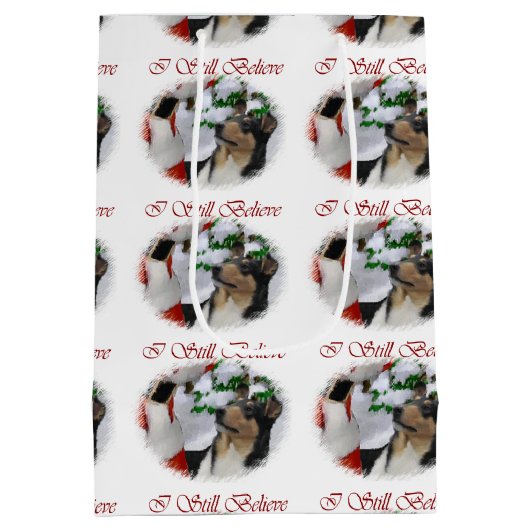 Smooth Collie Kerstmis Medium Cadeauzakje (Achterkant)