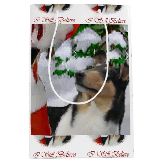 Smooth Collie Kerstmis Medium Cadeauzakje (Voorkant)
