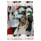 Smooth Collie Kerstmis Medium Cadeauzakje (Achterkant)
