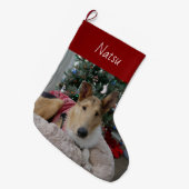 Smooth Collie Kerstmis stoppen Grote Kerstsok (Voorkant (Hangend))