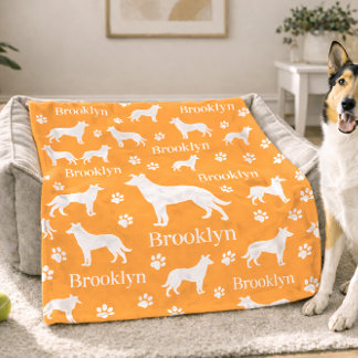 Smooth Collie Personalized Dog Blanket Orange Fleece Deken