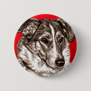 Smooth Collie Portrait Ronde Button 5,7 Cm