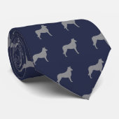Smooth Collie Silhouettes Pattern Dogs Navy Blue Stropdas (Opgerold)