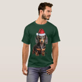 Smooth Dachshund Lover Funny Christmas Dog Holiday T-shirt (Voorkant volledig)