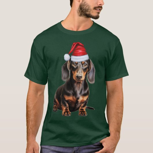 Smooth Dachshund Lover Funny Christmas Dog Holiday T-shirt (Voorkant)