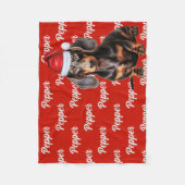 Smooth Dachshund Santa Dog Custom Name Christmas Fleece Deken (Voorkant)