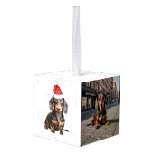 Smooth Dachshund Two Photo Christmas Holiday Decoratie (Achter hoekig)