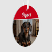 Smooth Dachshund with Name and Photo Christmas Ornament (voorkant)