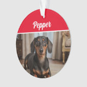 Smooth Dachshund with Name and Photo Christmas Ornament (voorkant)