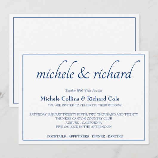 Smooth Elegance Wedding Kaart (Voorkant / Achterkant)