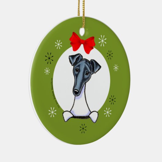 Smooth Fox Terrier Black White Kerstmis Klassiek Keramisch Ornament (Rechts)