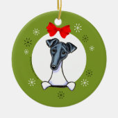 Smooth Fox Terrier Black White Kerstmis Klassiek Keramisch Ornament (Voorkant)