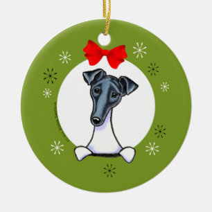 Smooth Fox Terrier Black White Kerstmis Klassiek Keramisch Ornament