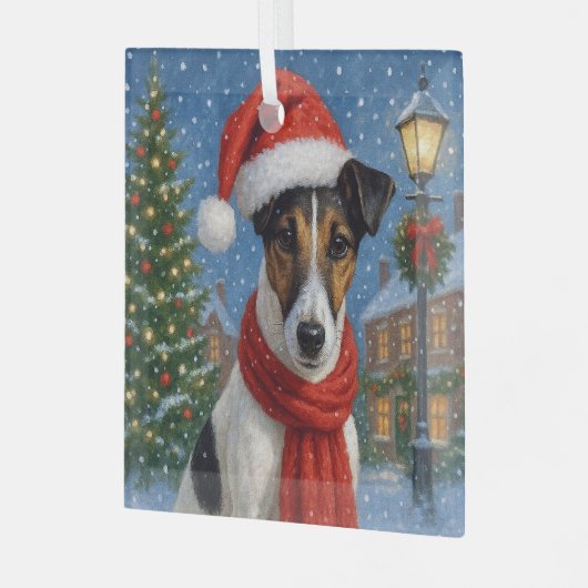 Smooth Fox Terrier Holiday  Glas Ornament (Voorkant links)