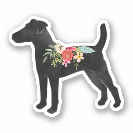 Smooth Fox Terrier Hondenras Boho Floral Sticker (Voorkant)