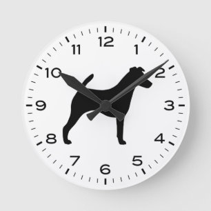 Smooth Fox Terrier Hondenras Silhouette Ronde Klok