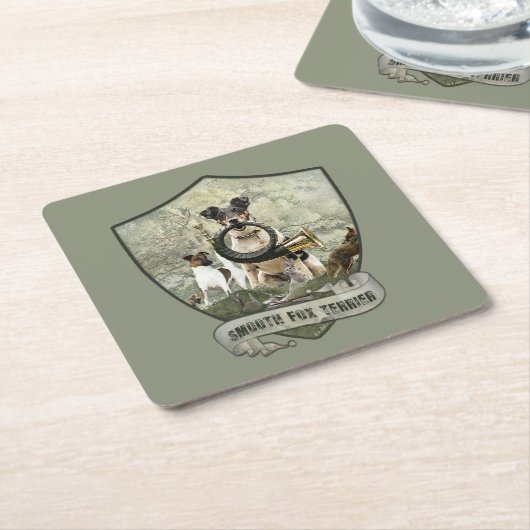 Smooth Fox Terrier Kartonnen Onderzetters (Schuin)