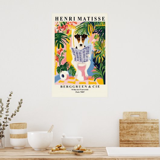 Smooth Fox Terrier On a Toilet - Funny Matisse Poster (Keuken)