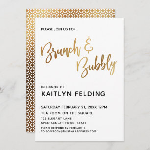 Smooth Gold Ombre Brunch & Bubble Typography Kaart