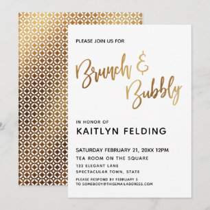 Smooth Gold Ombre Brunch & Bubbly Typografie Kaart