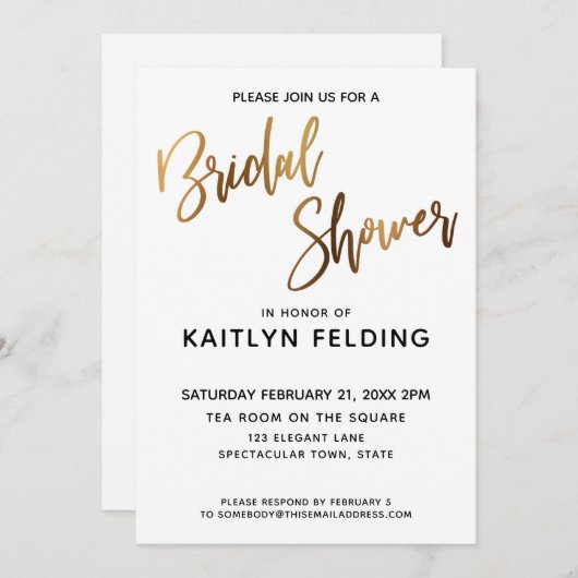 Smooth Gold Ombre Vrijgezellenfeest Typografie Kaart (Voorkant / Achterkant)