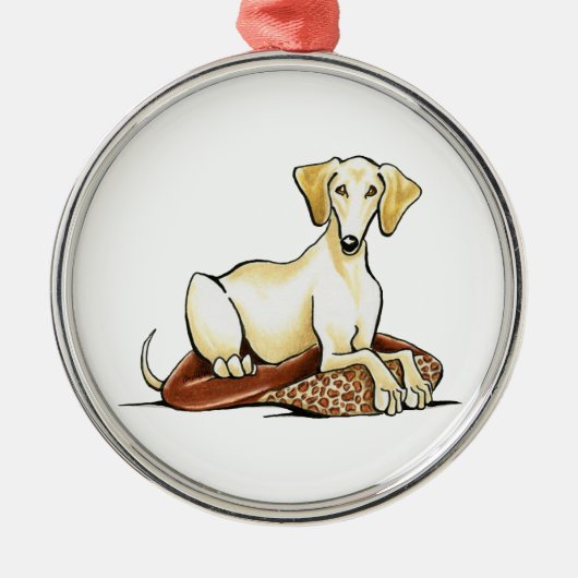 Smooth Gold Saluki Lester Metalen Ornament (Voorkant)