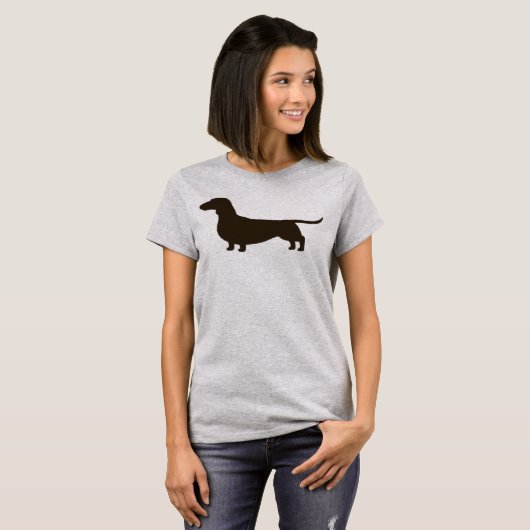 Smooth Haire Dachshund | Wiener Dog Silhouette T-shirt (Voorkant volledig)