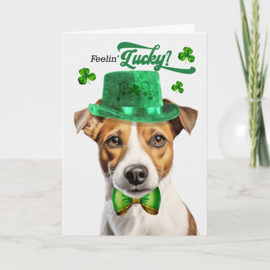 Smooth Jack Russell Dog Lucky St Patrick's Day Feestdagen Kaart (Voorkant)