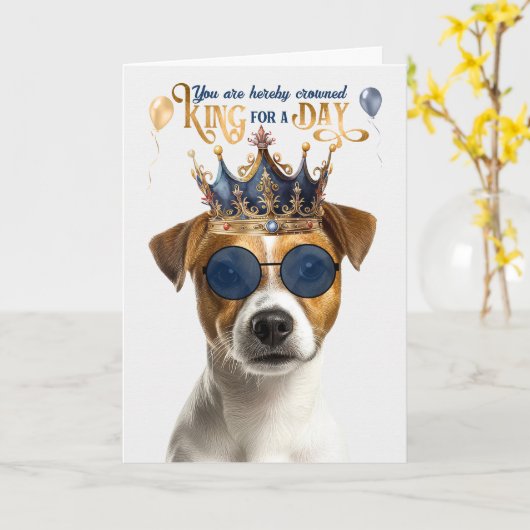 Smooth Jack Russell King for Day Funny Birthday Kaart (Gele Bloem)