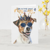 Smooth Jack Russell King voor Dag Funny Birthday Kaart (Gele Bloem)
