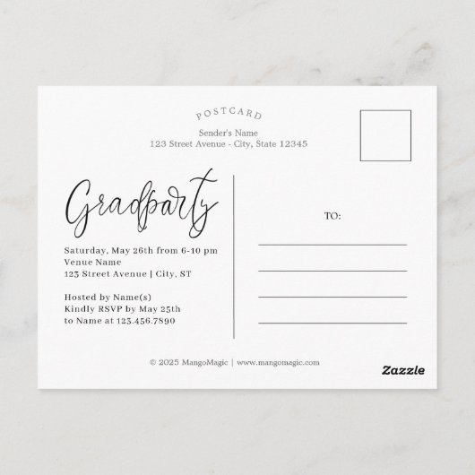 Smooth Note Afstuderen Aankondiging Briefkaart (Achterkant)