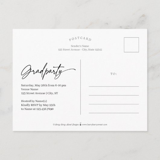 Smooth Note Afstuderen Aankondiging Briefkaart (Achterkant)