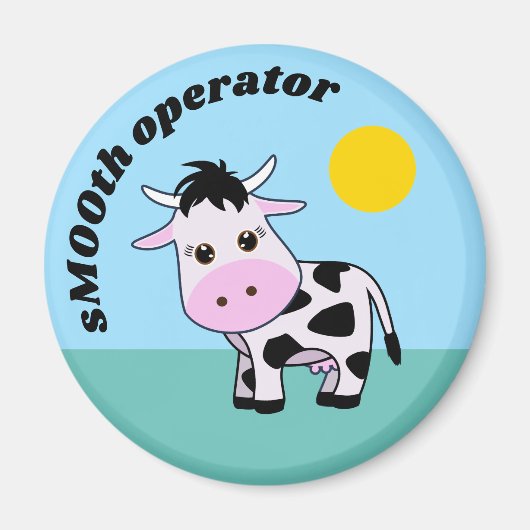 "sMOOth operator" Cute Koe Magnet (Voorkant)