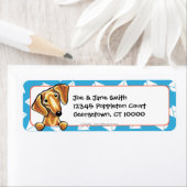 Smooth Red Dachshund Blue Sailships Etiket (Insitu)