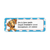 Smooth Red Dachshund Blue Sailships Etiket (Voorkant)